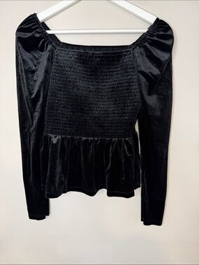 GAP Puff Sleeve Smocked Peplum Velvet Top [PH0873]
